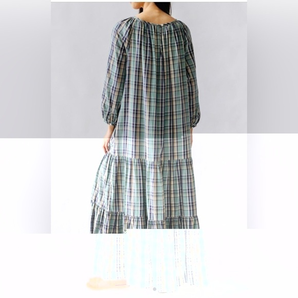 MIRTH Maxi Dress Medium Ostuni Ocean Plaid NWT Cotton Handloomed Pockets Belt - Picture 8 of 14